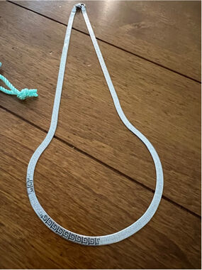 New Sorrento Silver Greek Key Necklace 925 Silver 9in (18in total)